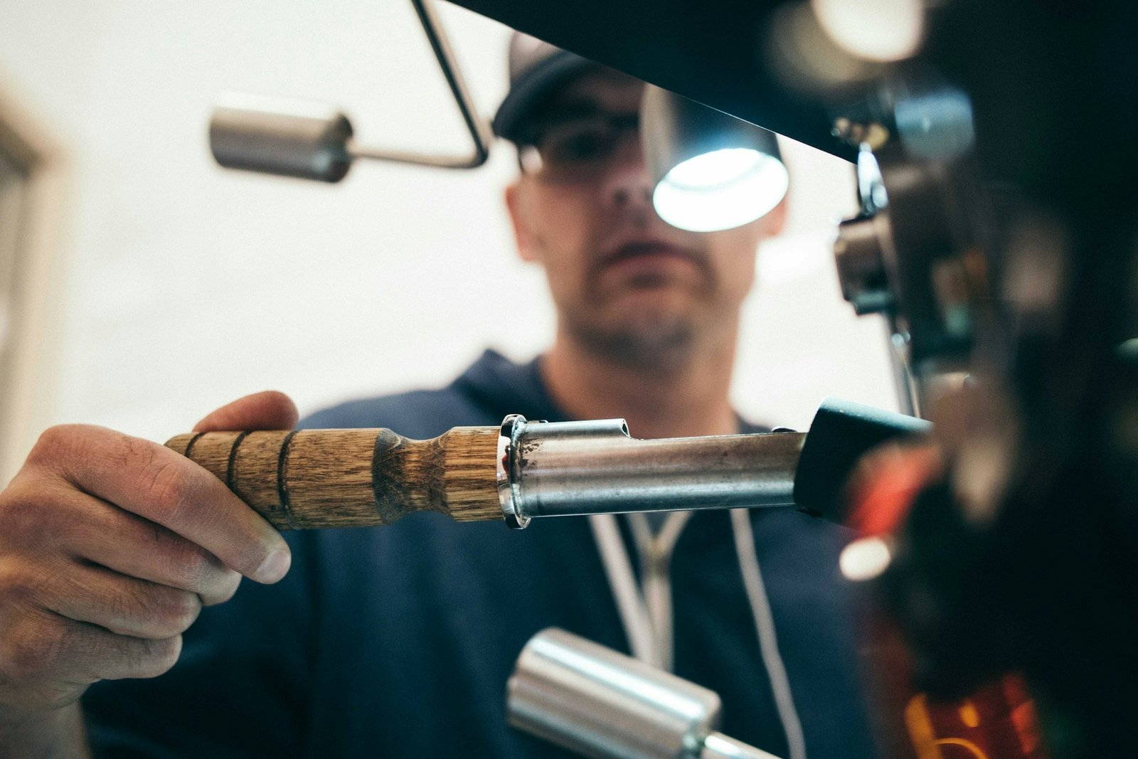 Professional locksmith working on a door lock